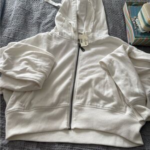 Aeropostale Cream Zip-Up cropped Hoodie